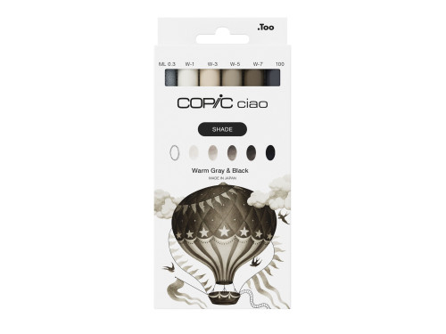 Zestaw markerów dwustronnych Copic Ciao Shade - Warm Gray & Black 6 szt.