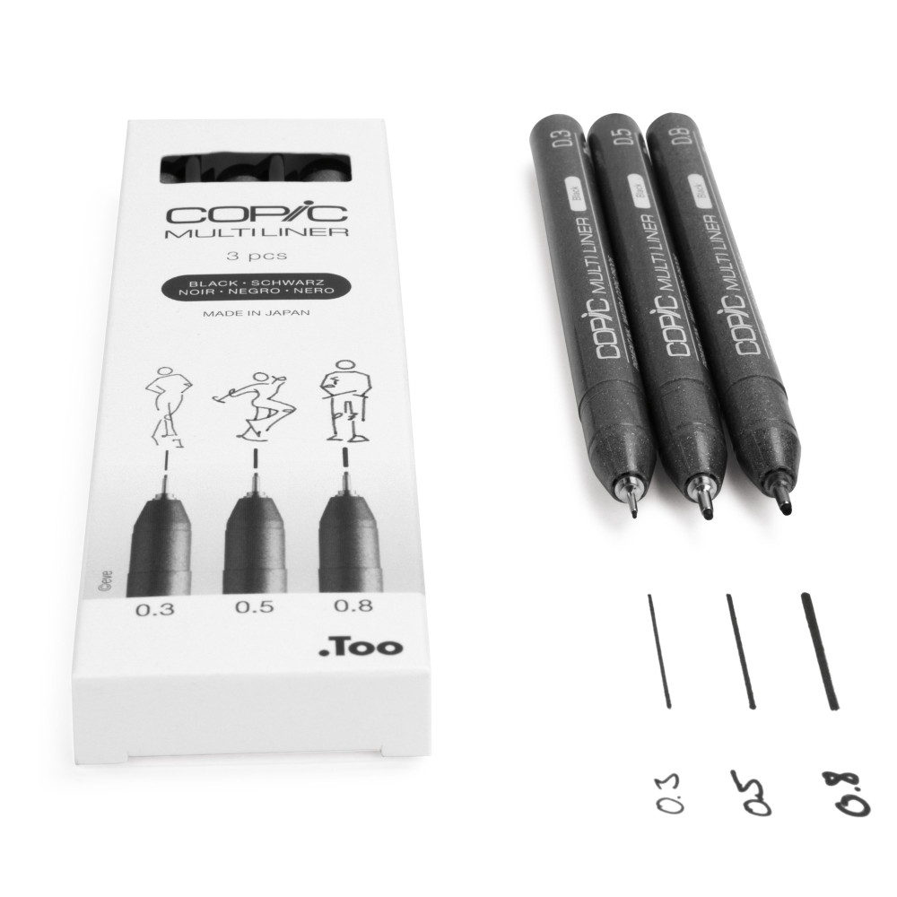 Zestaw cienkopisów Copic Multiliner Medium - Black 3 szt.