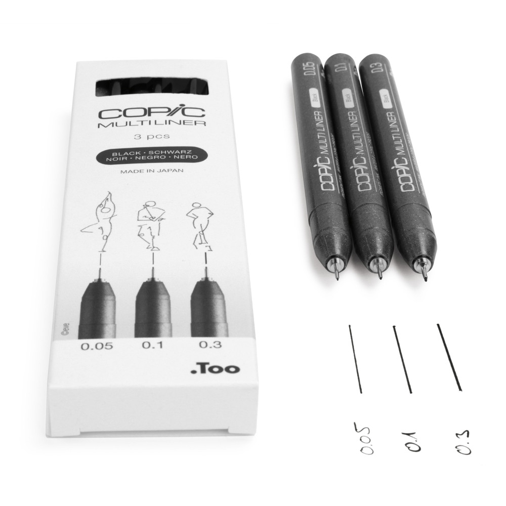 Zestaw cienkopisów Copic Multiliner Fine - Black 3 szt.