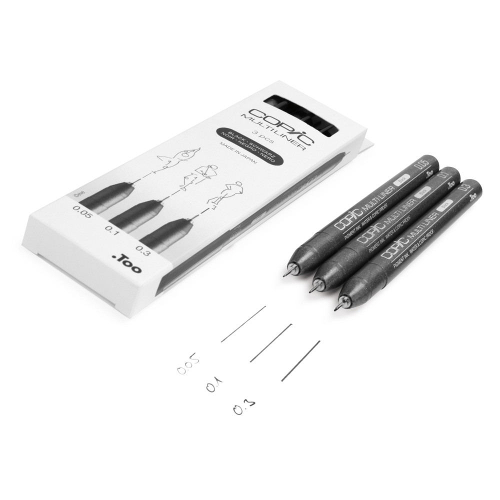 Zestaw cienkopisów Copic Multiliner Fine - Black 3 szt.