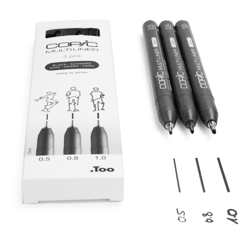 Zestaw cienkopisów Copic Multiliner Broad - Black 3 szt.