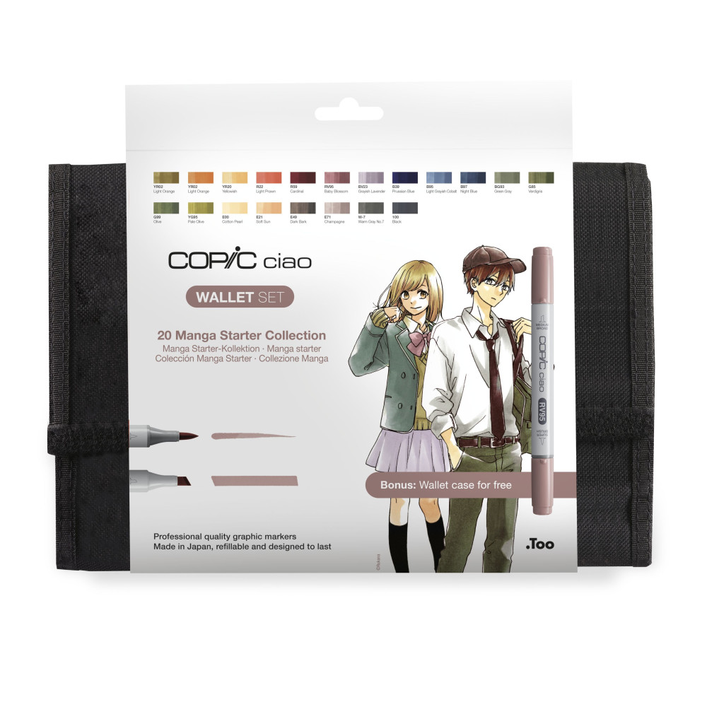 Set of Copic Ciao Manga Starter dual-tip alcohol-based markers - 20 pcs