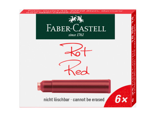Naboje atramentowe - Faber-Castell - czerwone, krótkie, 6 szt.