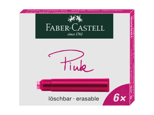 Naboje atramentowe - Faber-Castell - różowe, krótkie, 6 szt.