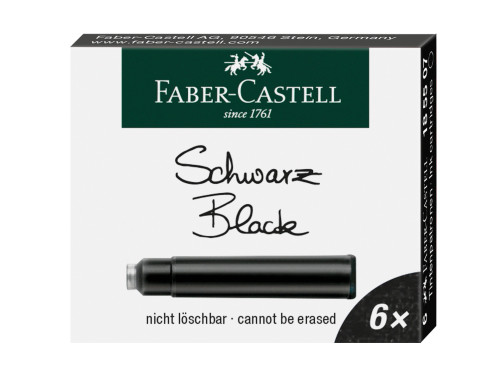Naboje atramentowe - Faber-Castell - czarne, krótkie, 6 szt.