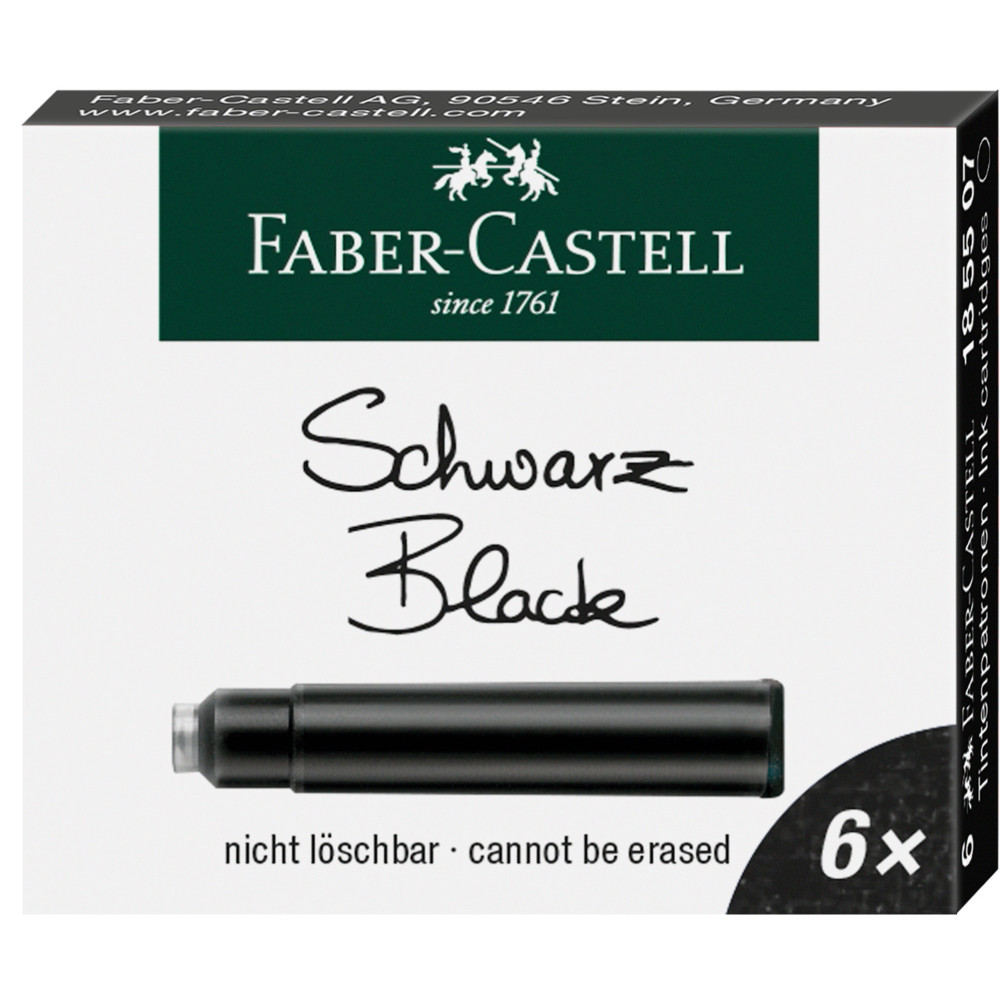 Ink cartridges - Faber-Castell - Black, short, 6 pcs.