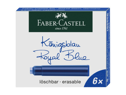 Naboje atramentowe - Faber-Castell - niebieskie, krótkie, 6 szt.