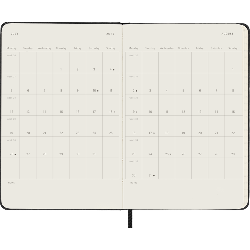 Kalendarz tygodniowy 2026/2027 L - Moleskine - Black