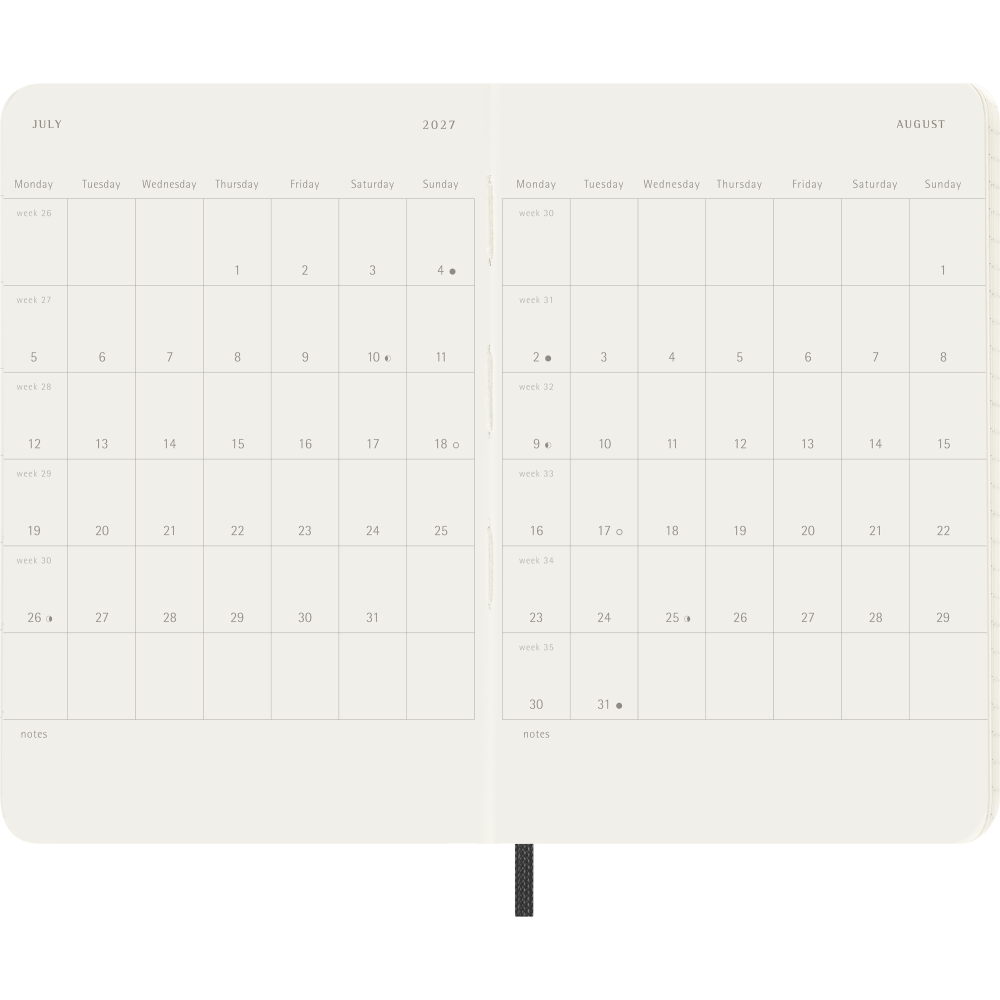 Kalendarz tygodniowy 2026/2027 P - Moleskine - Black