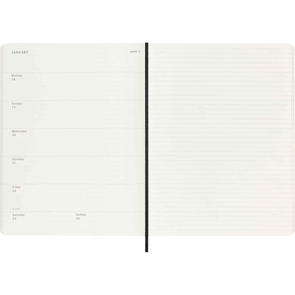 Kalendarz tygodniowy 2026/2027 XL - Moleskine - Black