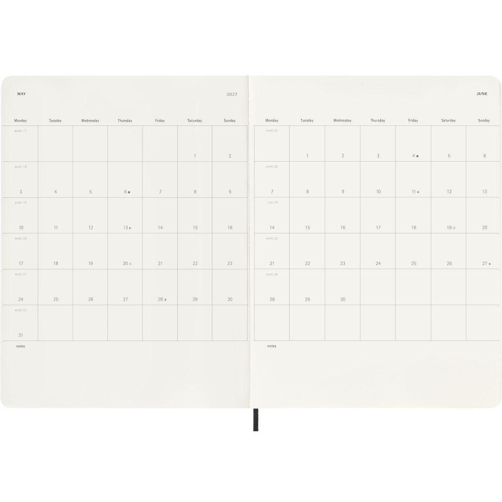Kalendarz tygodniowy 2026/2027 XL - Moleskine - Black