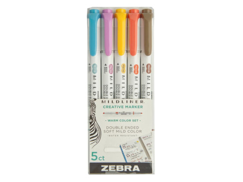 Set of double ended highlighters Mildliner Warm - Zebra - 5 pcs.