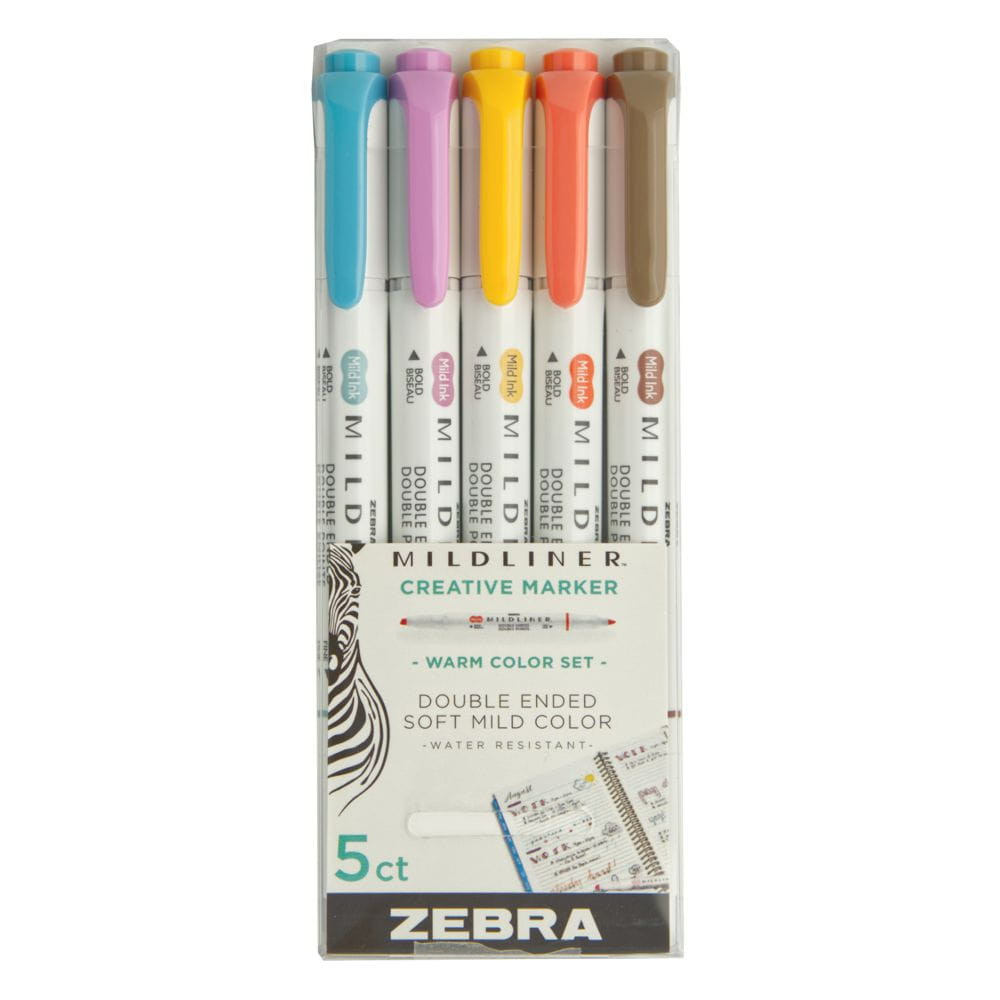 Set of double ended highlighters Mildliner Warm - Zebra - 5 pcs.