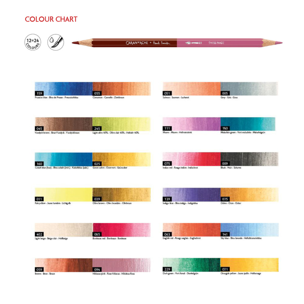 Set of Prismalo Bicolor Special Edition Paul Smith colored pencils - Caran d'Ache - 12 pcs