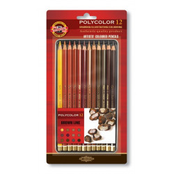 Set of Artist's Coloured Pencils 3822, 12 pcs Brown Line