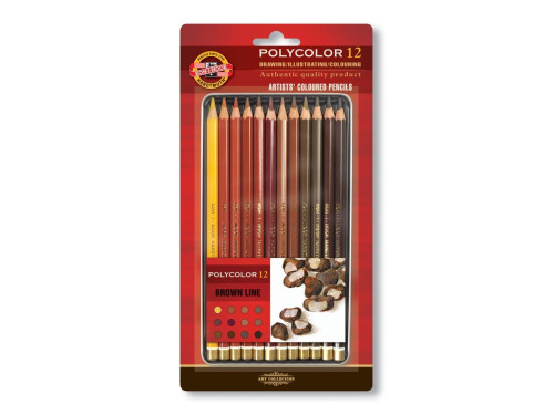 Set of Artist's Coloured Pencils 3822, 12 pcs Brown Line