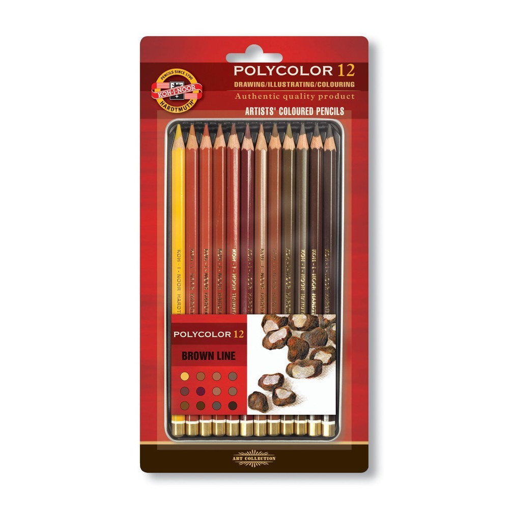 Set of Artist's Coloured Pencils 3822, 12 pcs Brown Line