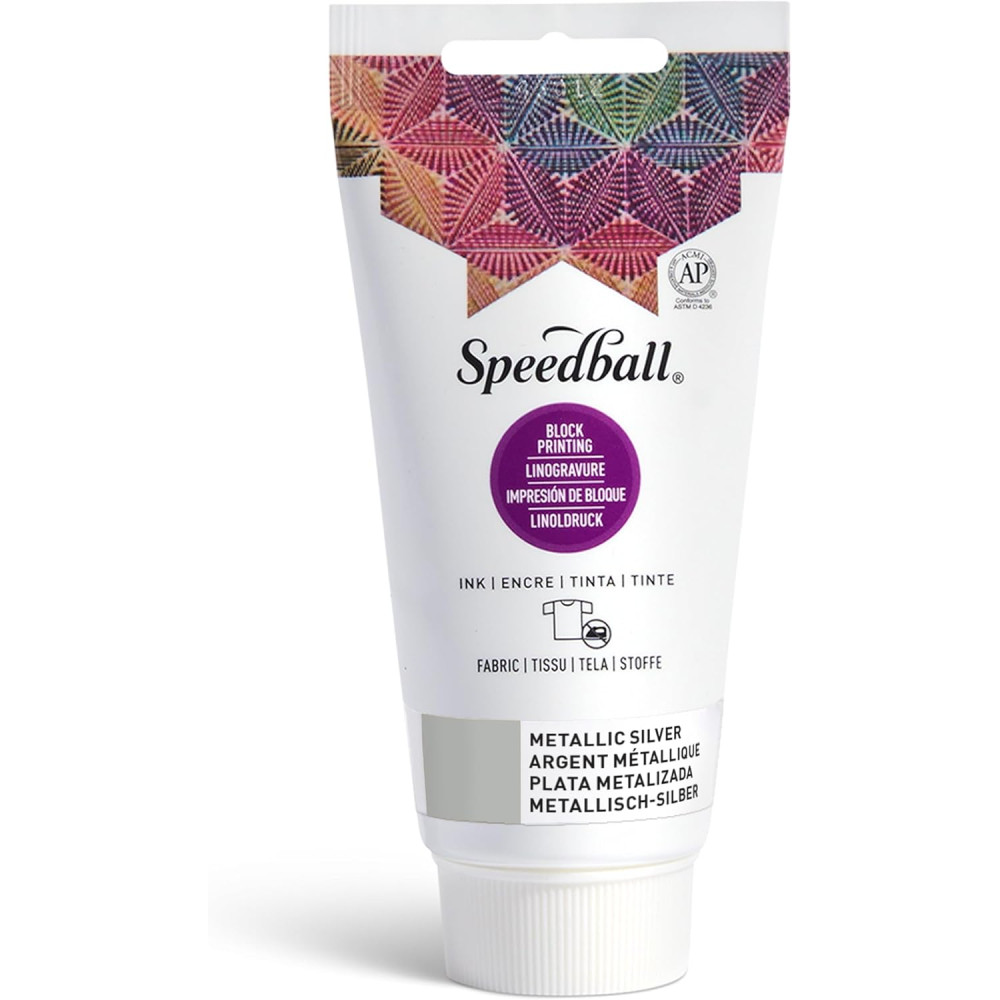 Fabric Block Printing Ink - Speedball - Metallic Silver 75 ml