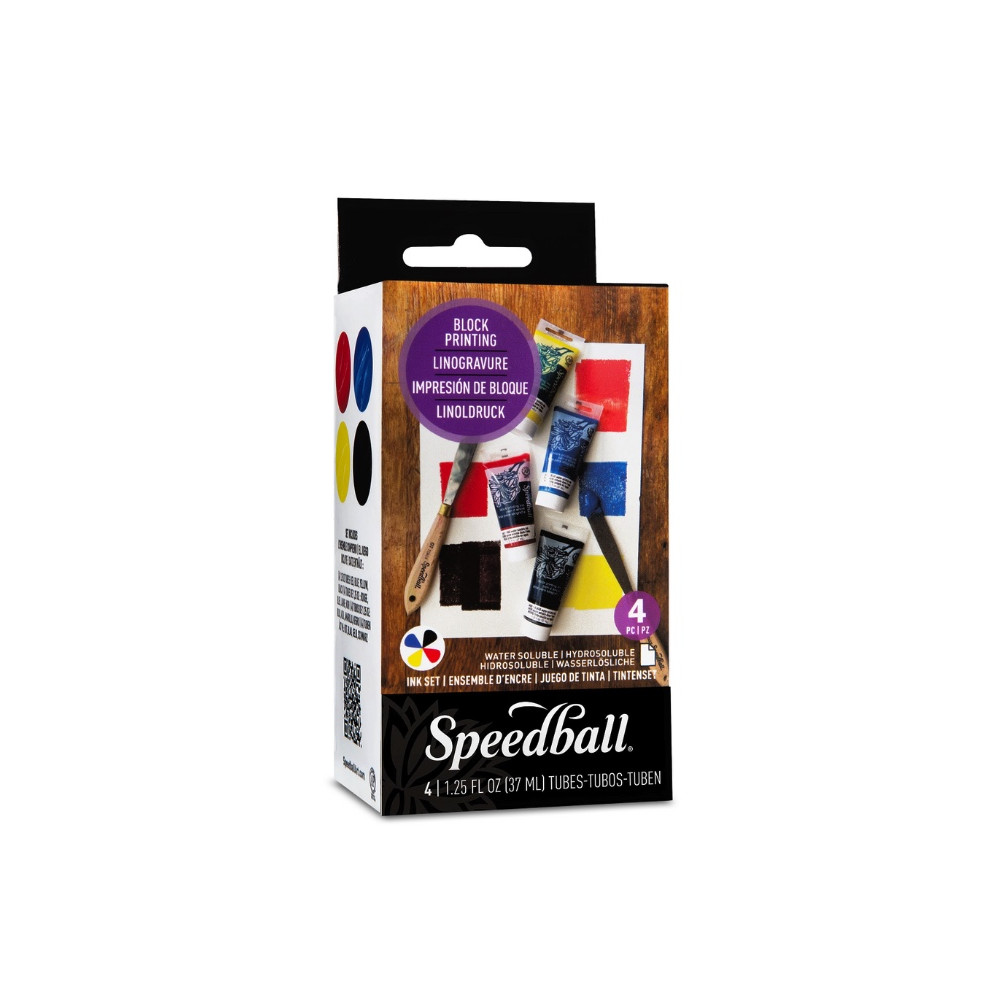 Set of Water-Soluble Block Printing Inks - Speedball - 4 x 37 ml