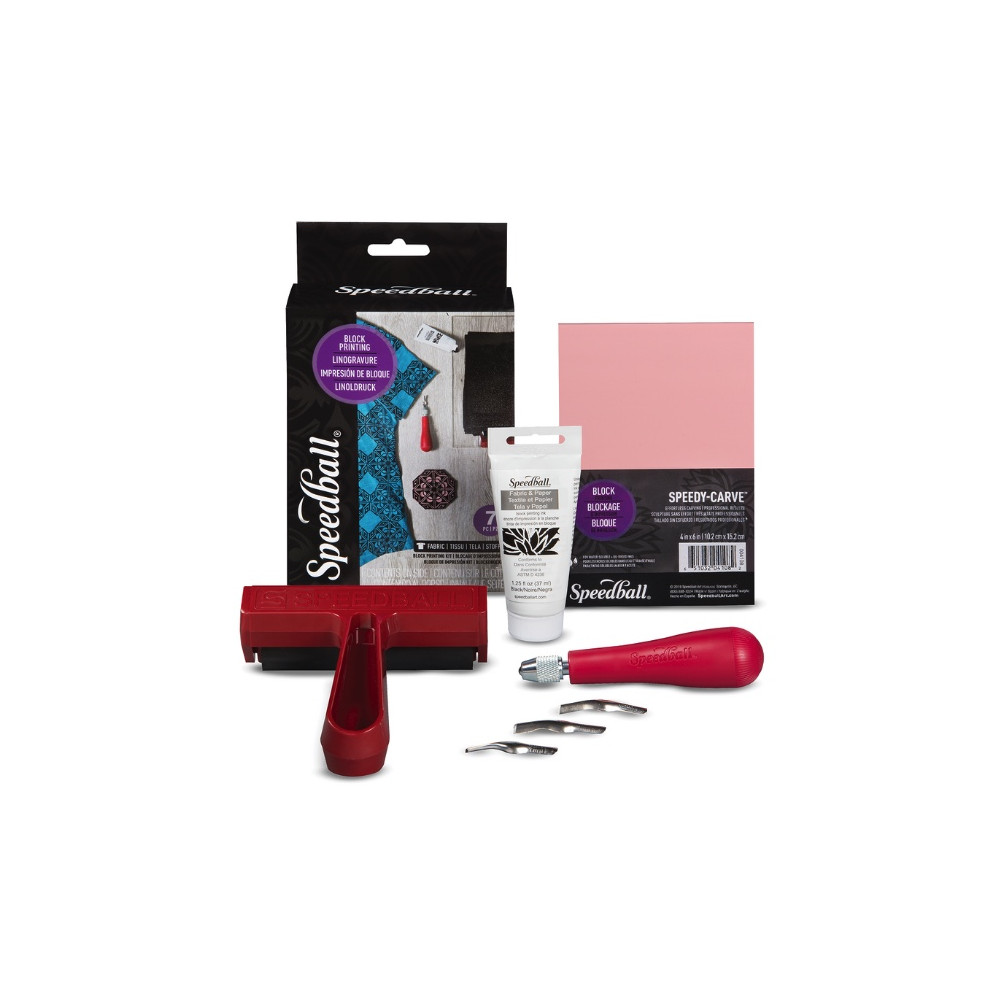 Zestaw do linorytu Fabric Block Printing Starter Kit - Speedball - 7 szt.