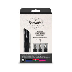 Zestaw z piórem wiecznym do kaligrafii - Speedball - 12 szt.