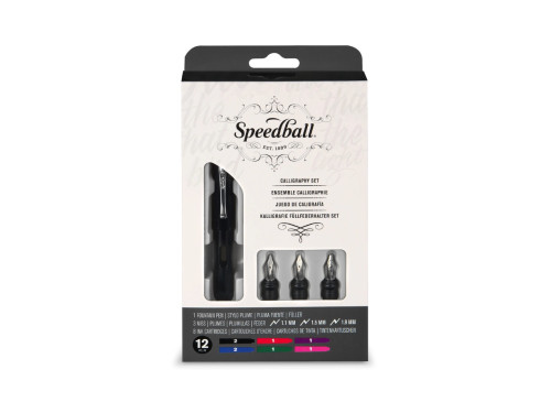 Zestaw z piórem wiecznym do kaligrafii - Speedball - 12 szt.