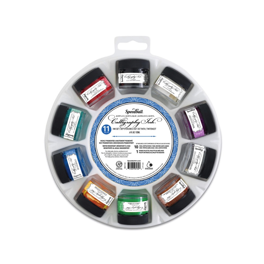 Set of Calligraphy Acrylic Inks - Speedball - 10 x 12 ml