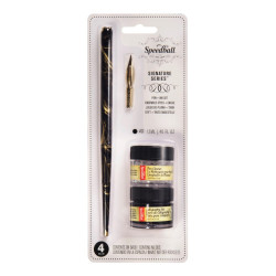 Zestaw do kaligrafii z piórem i tuszem Signature - Speedball - 4 szt.