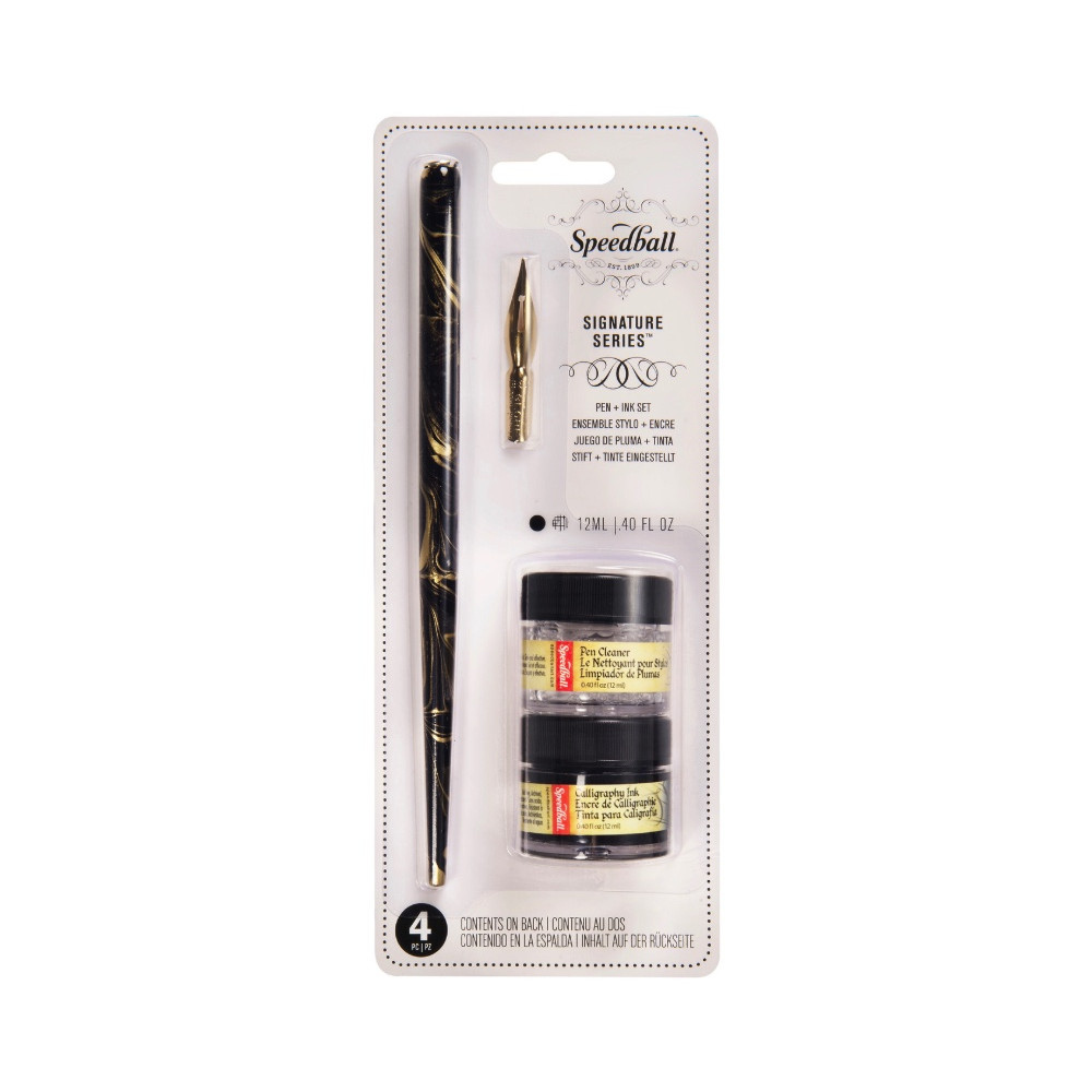 Signature Calligraphy pen set with dip pen and ink - Speedball - 4 pcs