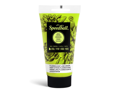 Water-Soluble Block Printing Ink - Speedball - Fluo Lime Green 75 ml