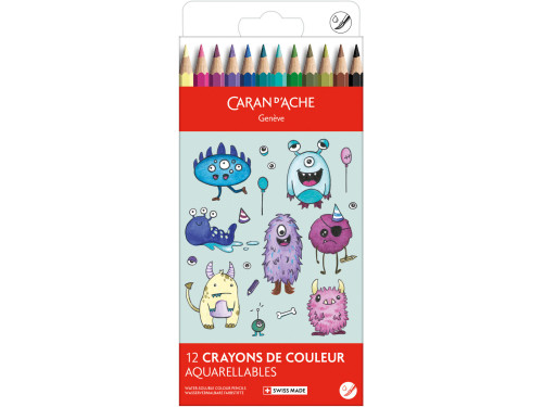 Set of watercolor Swisscolor Kawaii Monster - Caran d'Ache - 12 pcs