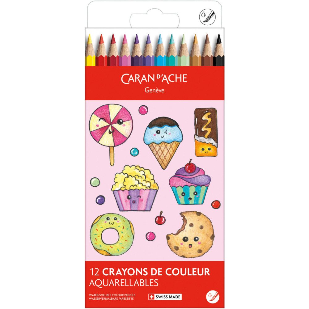 Set of watercolor Swisscolor Kawaii Candy - Caran d'Ache - 12 pcs