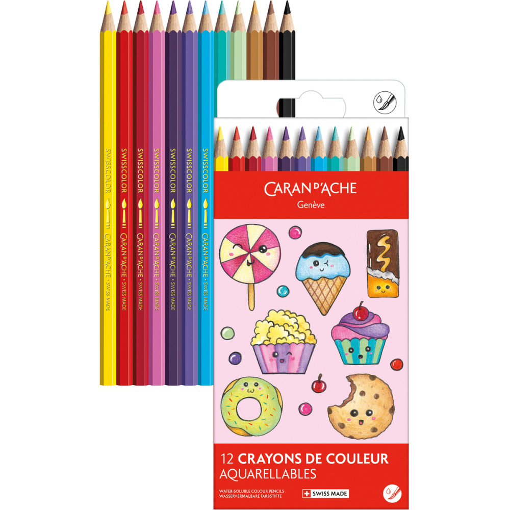 Zestaw kredek akwarelowych Kawaii Candy - Caran d'Ache - 12 szt.