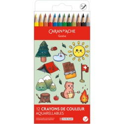 Set of watercolor Swisscolor Kawaii Mountain - Caran d'Ache - 12 pcs
