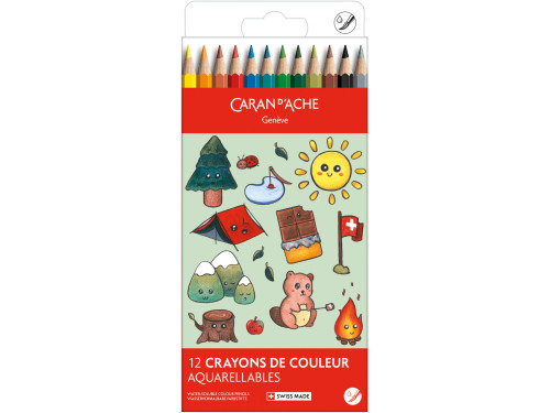 Zestaw kredek akwarelowych Kawaii Mountain - Caran d'Ache - 12 szt.