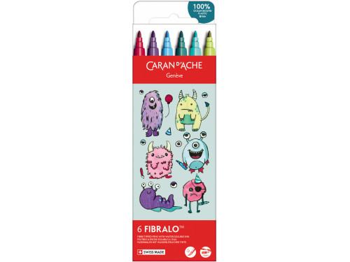 Zestaw pisaków Fibralo Kawaii Monsters - Caran d'Ache - 6 szt.