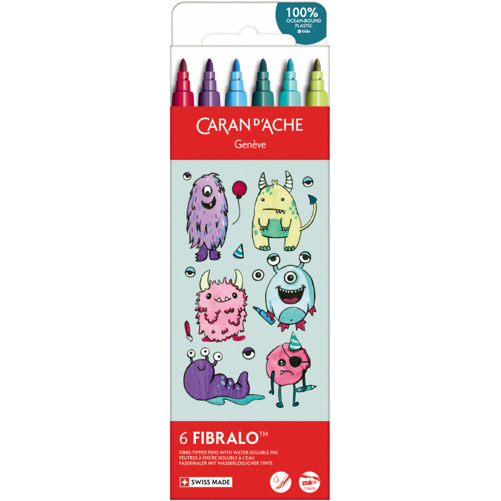 Zestaw pisaków Fibralo Kawaii Monsters - Caran d'Ache - 6 szt.