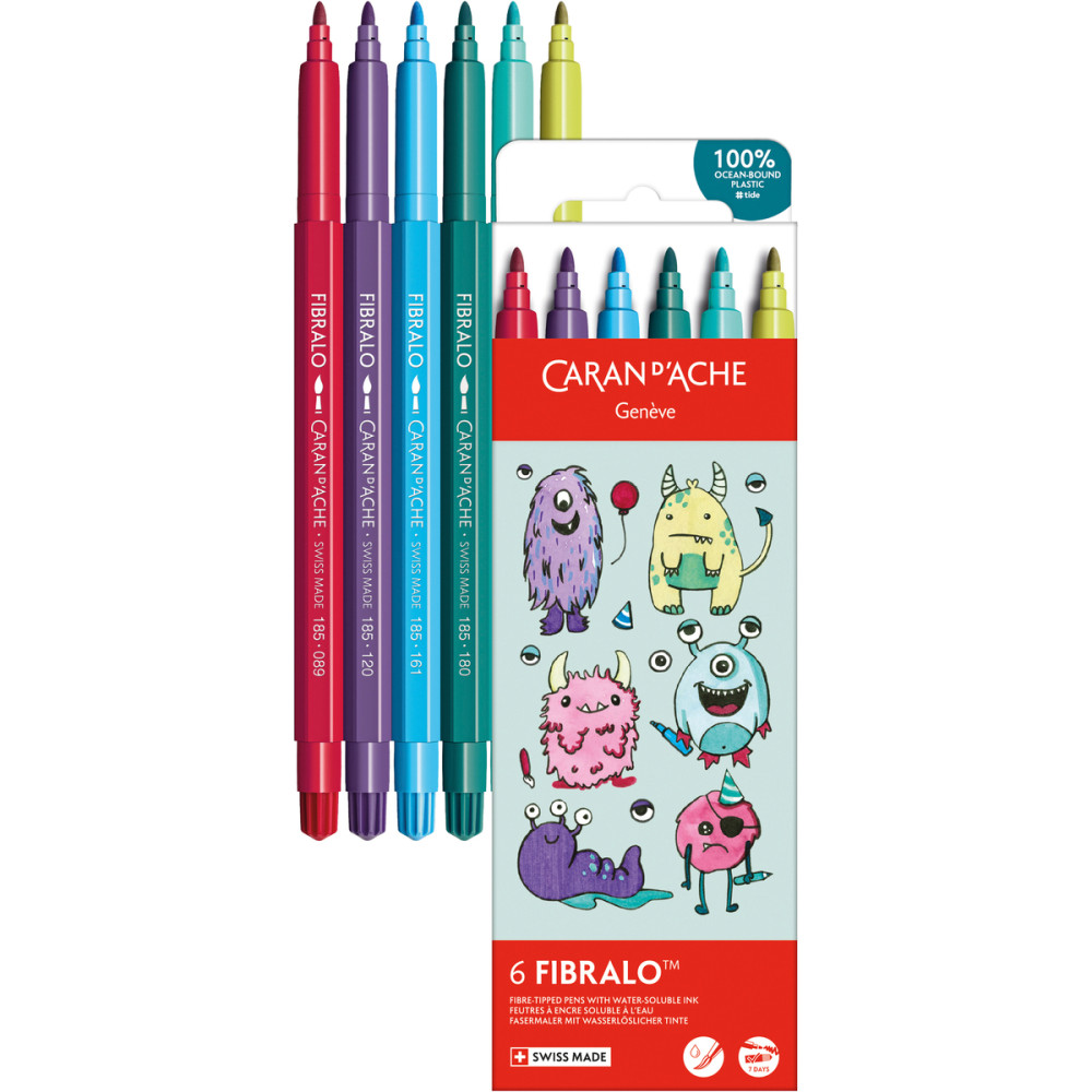 Zestaw pisaków Fibralo Kawaii Monsters - Caran d'Ache - 6 szt.