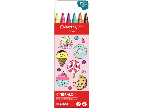 Zestaw pisaków Fibralo Kawaii Candy - Caran d'Ache - 6 szt.