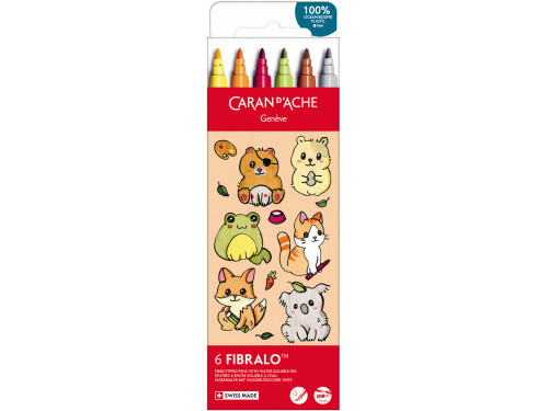 Set of Fibralo Kawaii Animals water-soluble pen - Caran d'Ache - 6 pcs