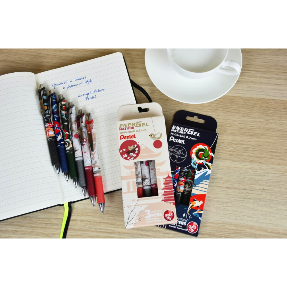 Set of EnerGel Nature rollerball pens - Pentel - Light 0,7 mm 3 pcs