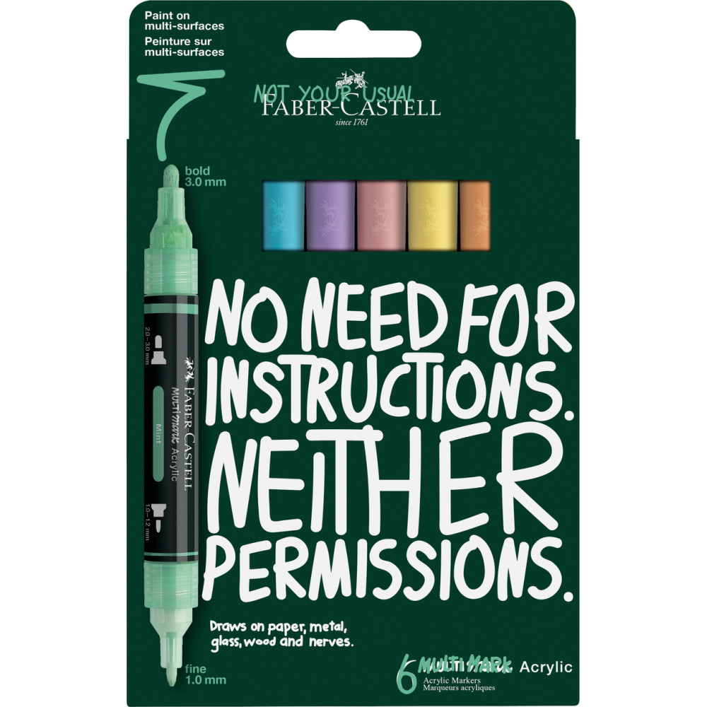 Set of Multimark acrylic markers - Faber-Castell - Pastel 6 pcs