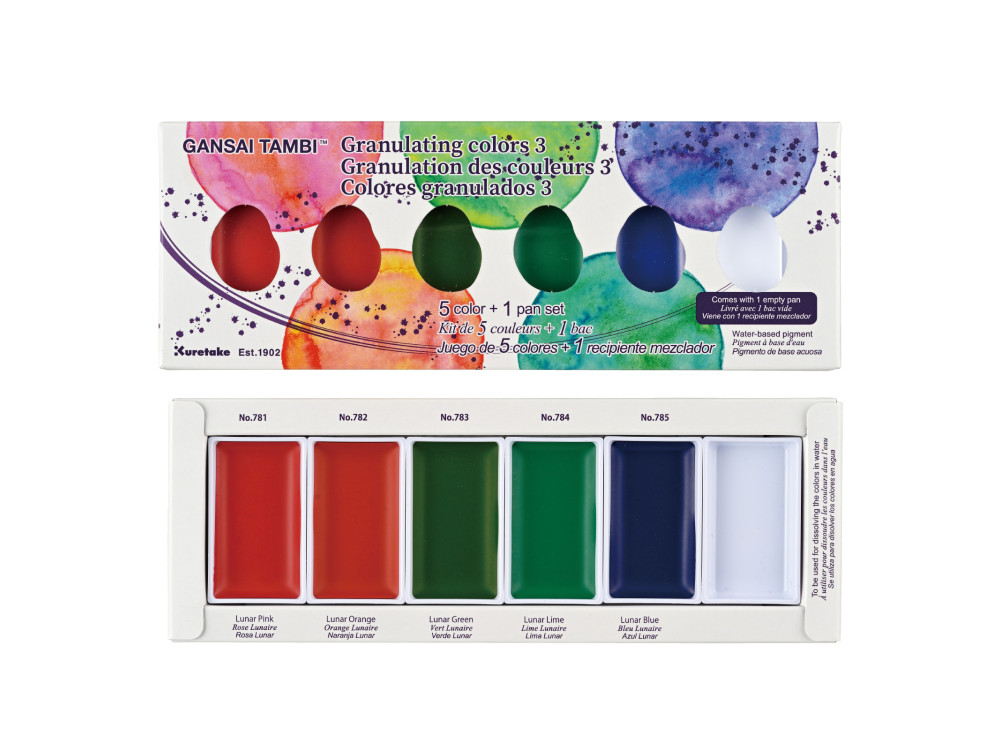 Watercolor set Gansai Tambi Granulating 3 - Kuretake - 5 colors