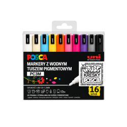 Zestaw markerów Posca PC-3M - Uni - 16 kolorów