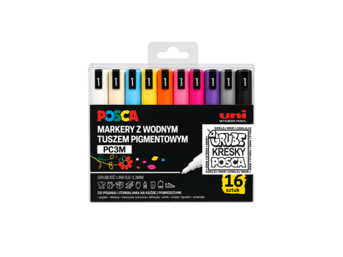 Zestaw markerów Posca PC-3M - Uni - 16 kolorów