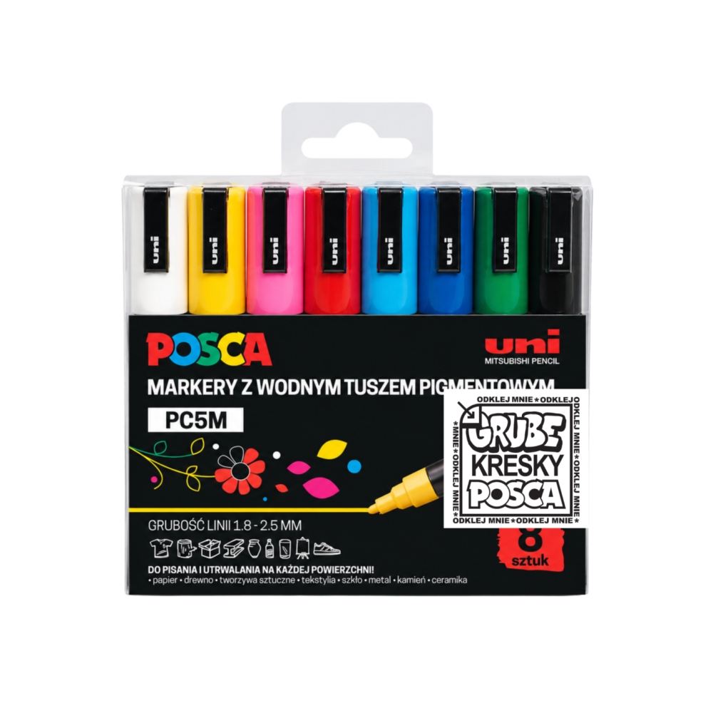 Set of Posca Paint Markers Pen PC-5M - Uni - 8 colors