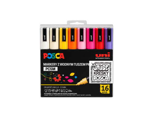 Set of Posca Paint Markers Pen PC-5M - Uni - 16 colors