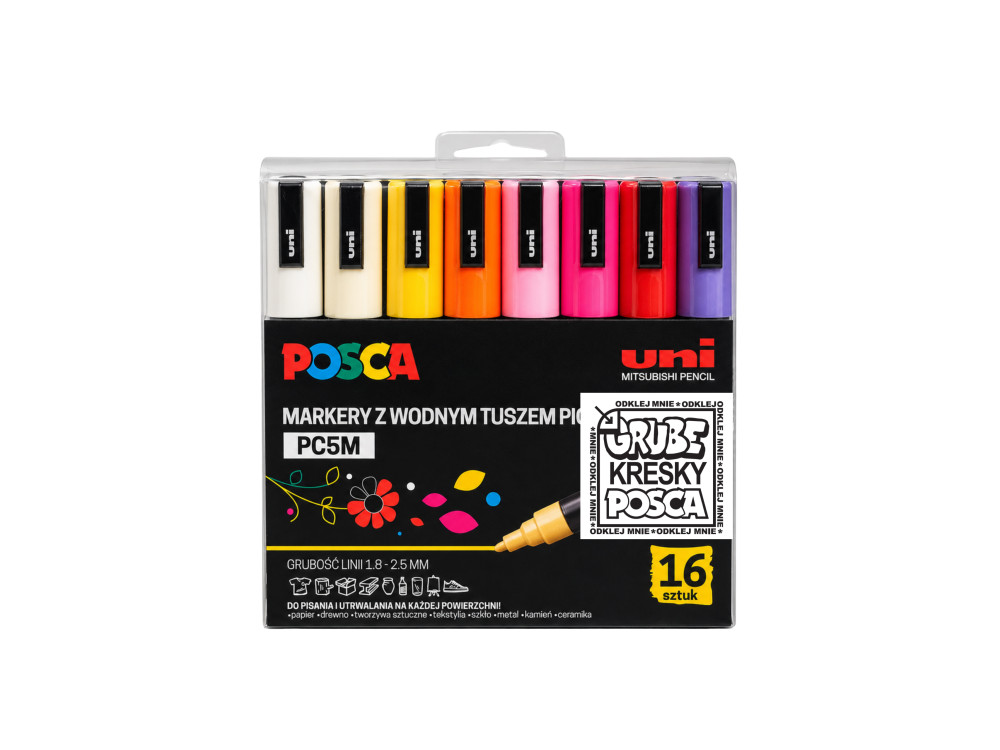 Set of Posca Paint Markers Pen PC-5M - Uni - 16 colors