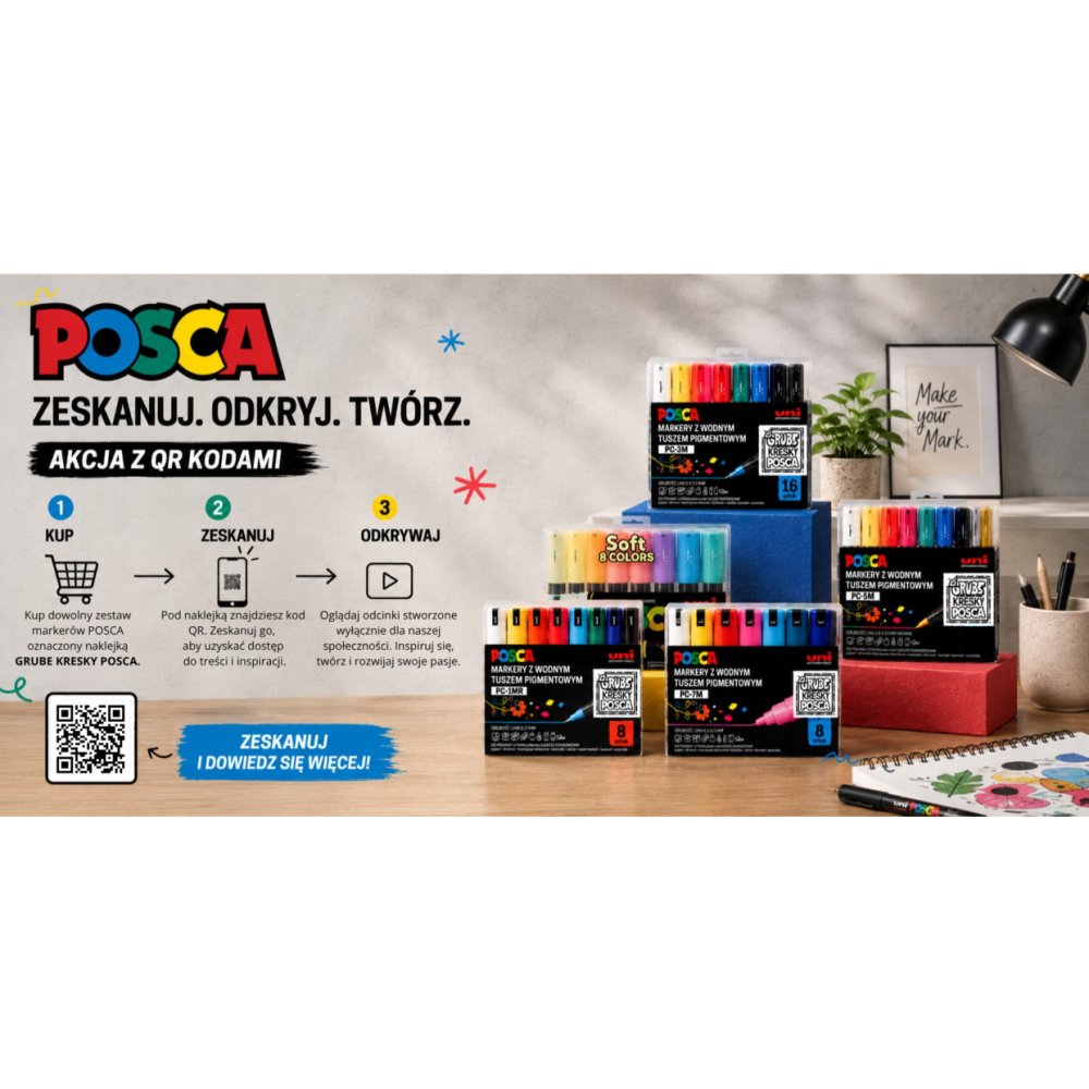 Set of Paint Posca Markers PC-8K - Uni - 8 pcs.