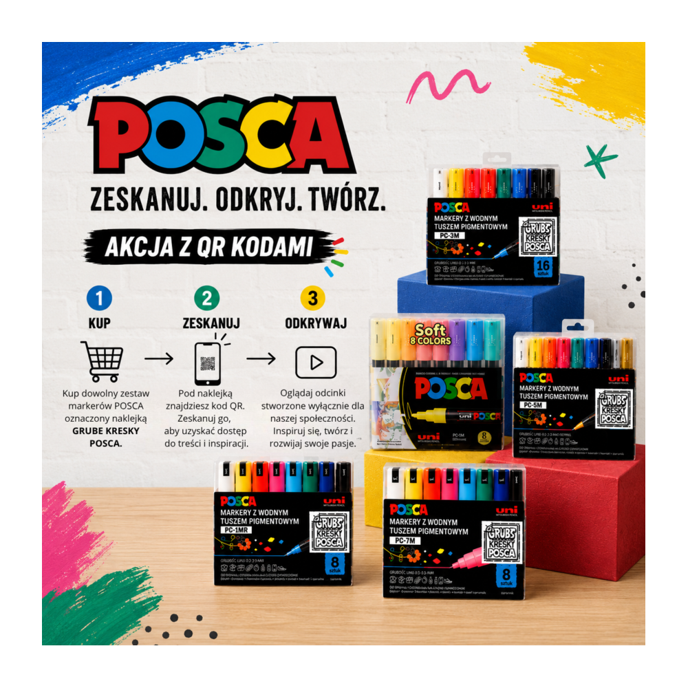 Set of Pop Colours Posca Paint Marker Pens - Uni - 20 pcs.